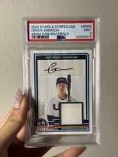 2023 Grady Emerson /200 Patch Auto Stars & Stripes Rookie Card PSA 9