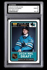 2024 Macklin Celebrini Future Stars NHL Draft Day Rookie Card #1 Graded 10