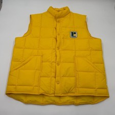 Upstream Mens Vintage Yellow Quilted Puffer Vest Hubbard Patch Made in USA L