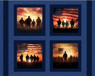 MDG - Patriotic American Soldier Quilting Fabric Panel    