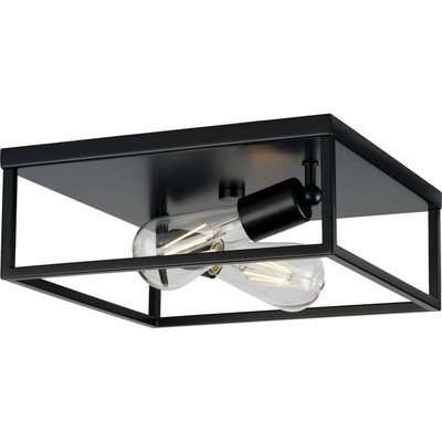 Progress Lighting Perimeter 2-Light Matte Black Modern Flush Mount Ceiling Light