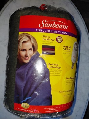 Sunbeam Fleece Heated Throw 50 X 60 Grey New