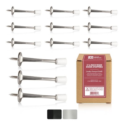 Jack N Drill (3  ) Rigid Door Stop (12 Pack) - Rustproof Satin Nickel Solid D...