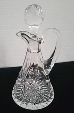 Vintage American Brillant Pinwheel & Cane Cut Vinegar or oil Cruet w/stopper 7"