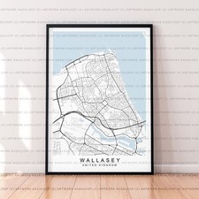Wallasey Unframed Map Poster Print Wallasey UK Map Print Unframed Wall Art Gift