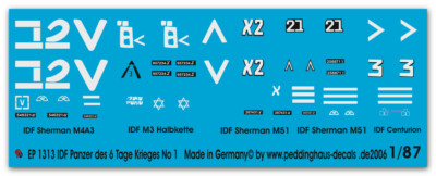 Peddinghaus-Decals 1/87 1313 IDF Panzer des 6. Tage Krieges No 1