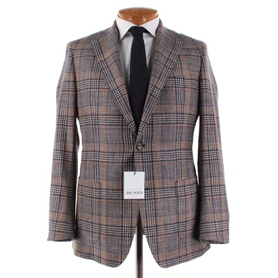 Atelier Munro NWT Wool Blend Sport Coat Size 52 (42 US) In Blue w/ Brown Plaid