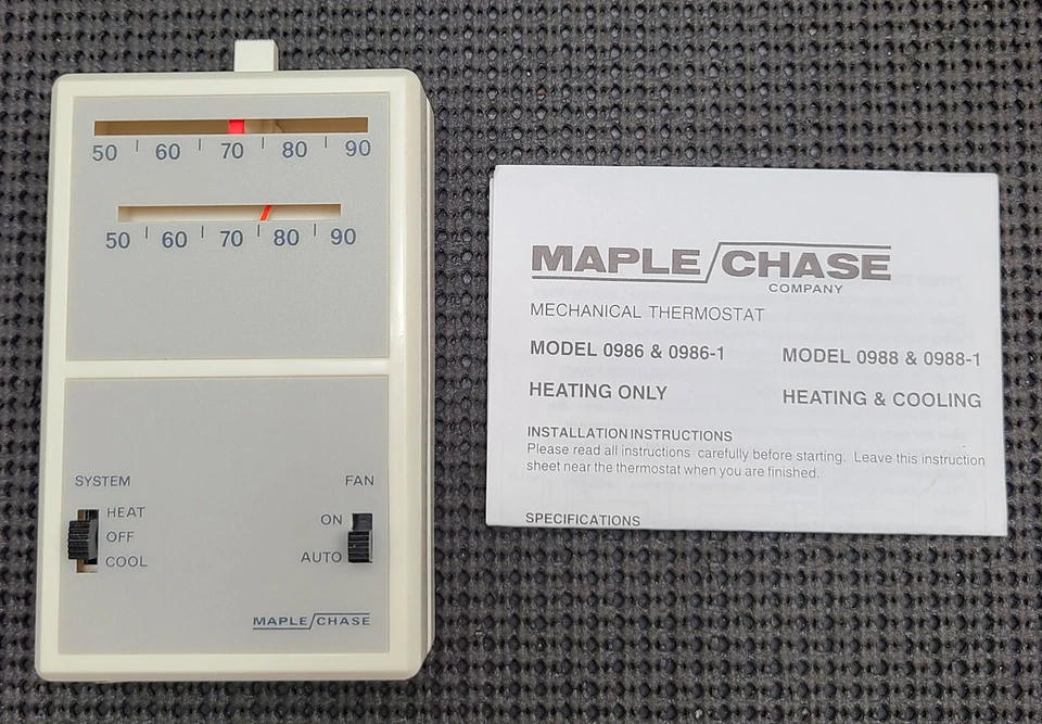 МЕХАНИЧЕСКИЙ ТЕРМОСТАТ MAPLE CHASE 0988-1 24/30 В БЕЛЫЙ ТЕПЛО/ХОЛОД ОВКВ - Изображение 3 из 4