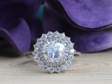 2.00ct Round CZ Starburst Engagement Ring in 925 Sterling Silver for Woman