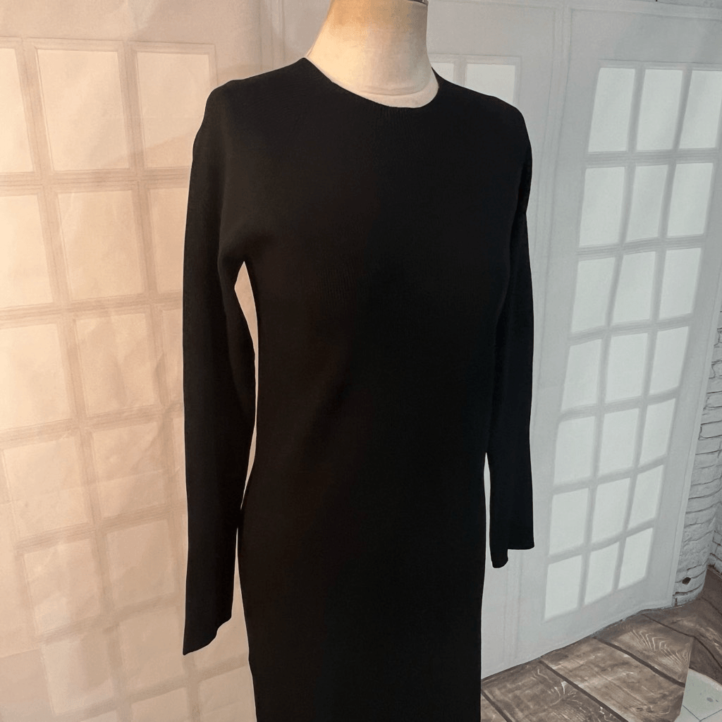 vince long sleeve crew neck dress Vince Cozy Jersey Funnel-Neck Long-Sleeve Dress