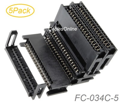 5-Pack, 34-Pin Card Edge Female IDC Connector for 2.54mm Pitch Flat Ribbon Cable