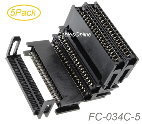 5-Pack, 34-Pin Card Edge Female IDC Connector for 2.54mm Pitch Flat Ribbon Cable