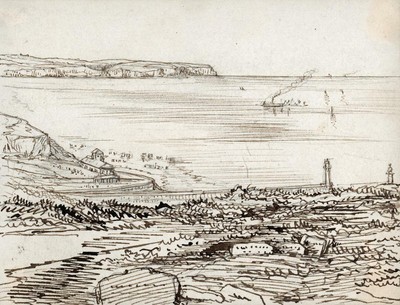 Hannah Sarah Turner Brightwen Small Pen Ink Drawing Whitby From Church 1865 Ebay