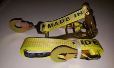 SET OF 4 YELLOW TIE DOWN STRAPS WITH BUILT IN AXEL STRAPS