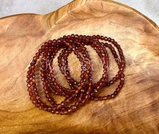Wholesale 6 Pcs Natural Hessonite Brown Garnet 4mm Faceted 7.5  Stretch Bracelet