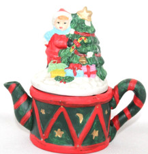 Hand Painted Polyresin Christmas Tea Pot Ornament