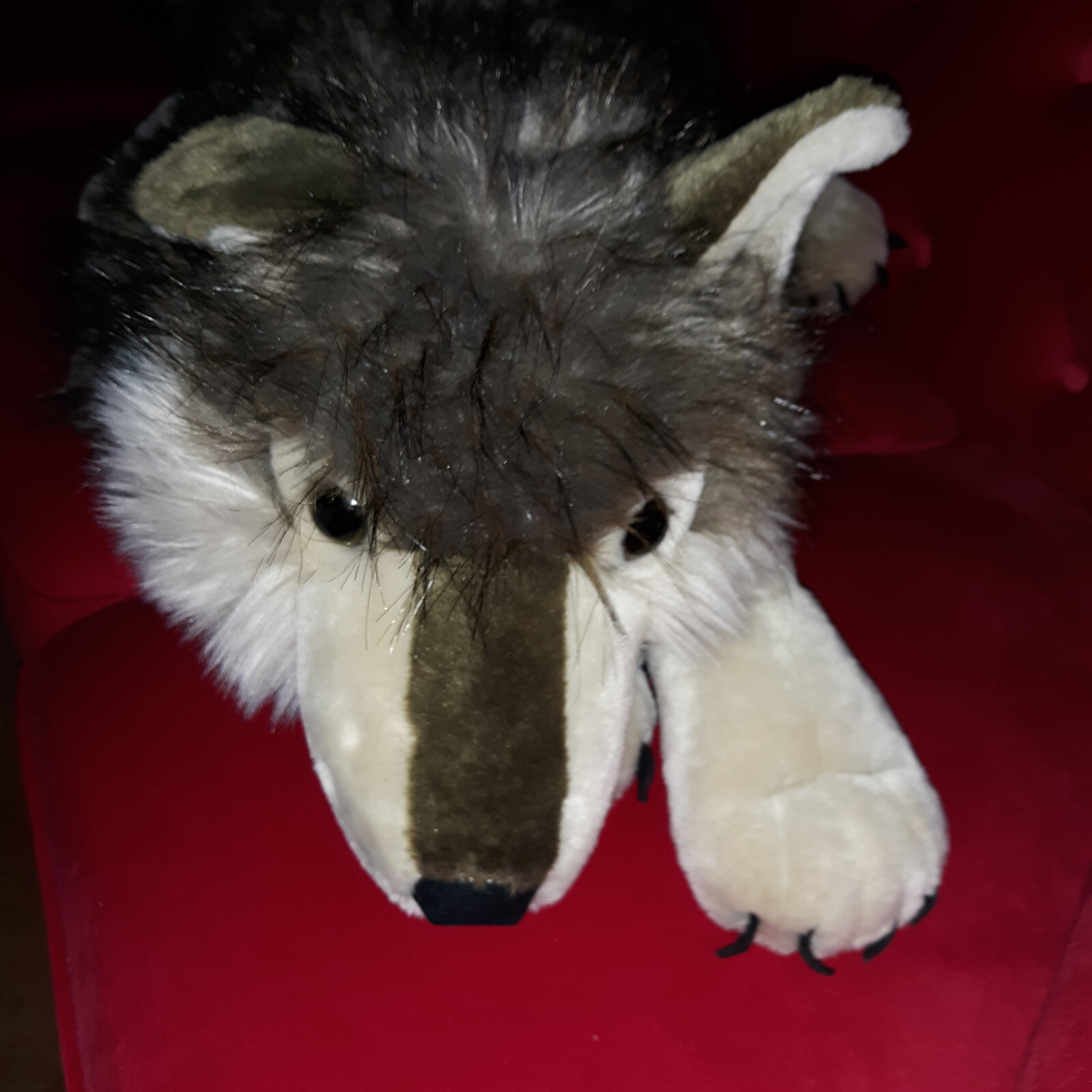 Wild Republic Jumbo Large Wolf Plush Lying Down 30" Soft Stuff Animal
