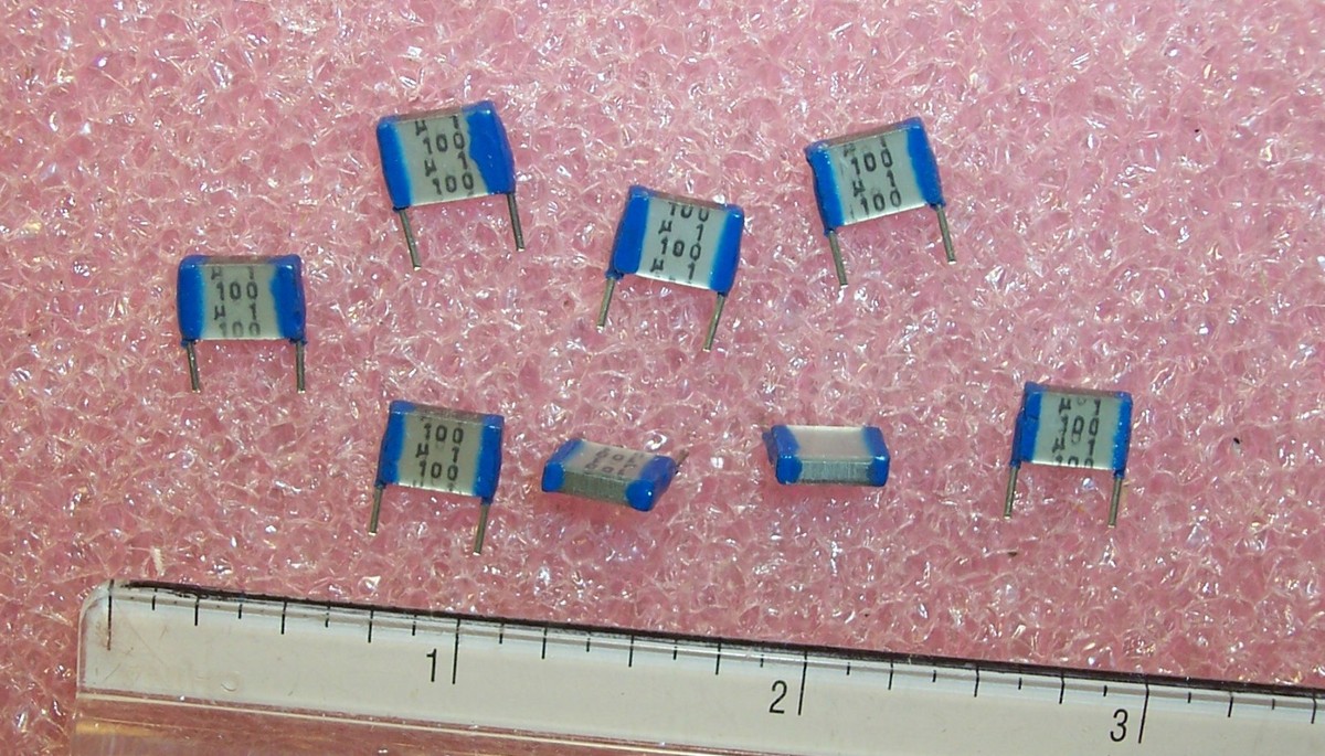 QTY (100) .1uf 100V 10% UNCOATED METALLIZED POLYESTER CAPACITORS