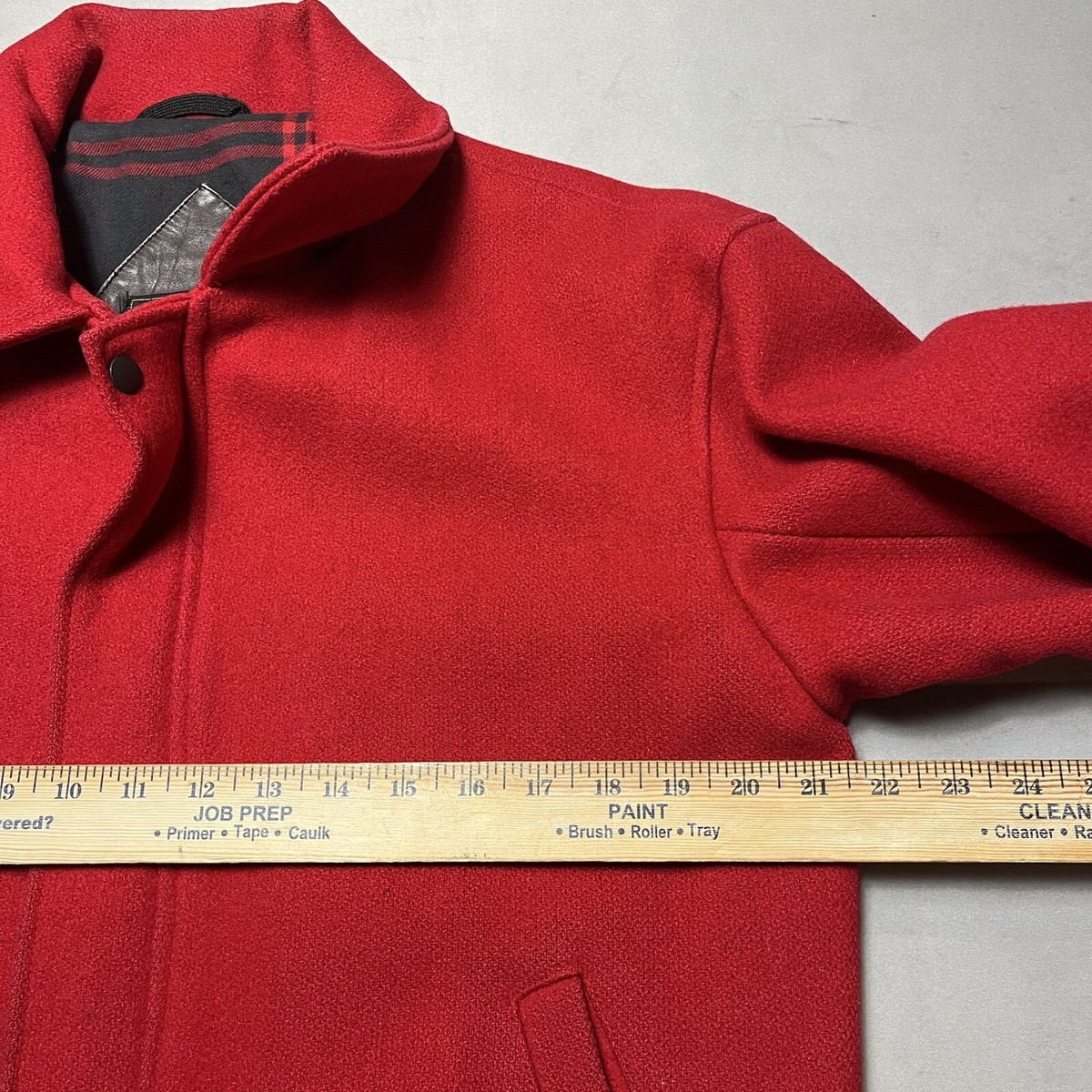Vintage Eddie Bauer Red Wool Coat Bomber Duffle Jacket Elbow Patch