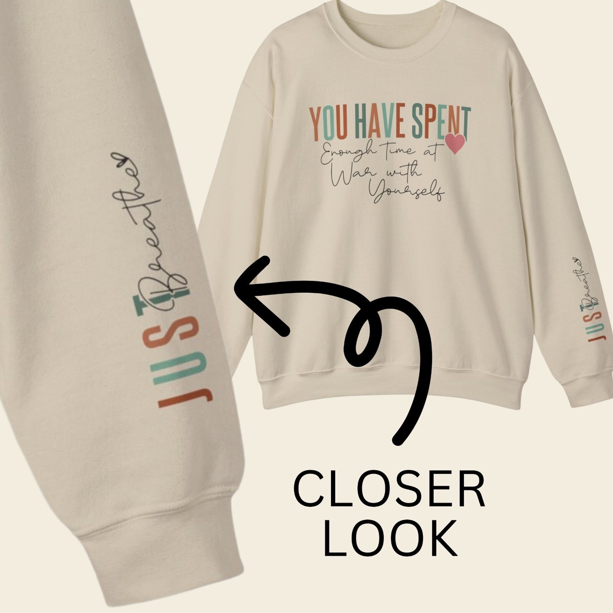 Positive Quote Sweatshirts With Inspirational Sayings Just Breathe