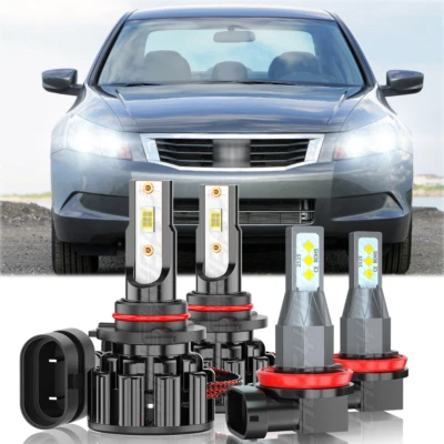 :CHUSYYRAY Para for Honda Accord 2008-2017 4x 6000K Kit de haz alto y bajo LED blanco