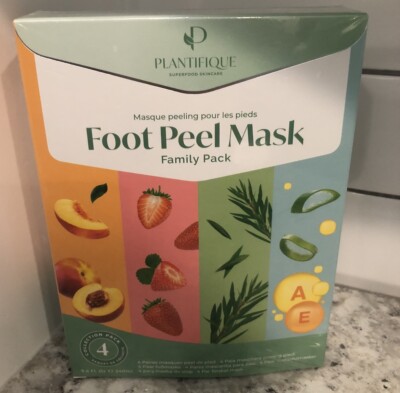 PLANTIFIQUE Peeling Foot Mask Repairs Heels Removes Dry Dead Skin Variety 4 Pack