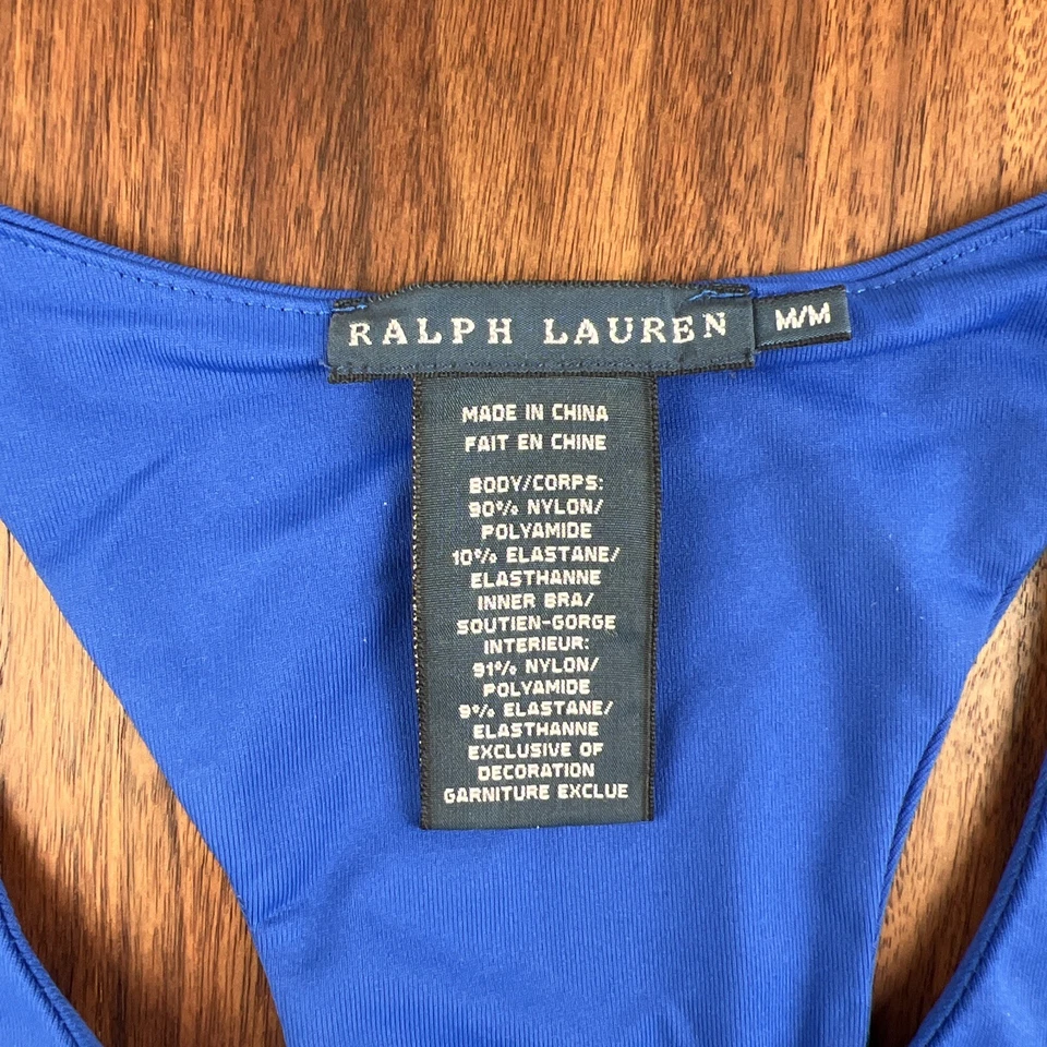 Sujetador deportivo Ralph Lauren para mujer talla mediana M sin mangas azul marino atlético Foto 2 de 4