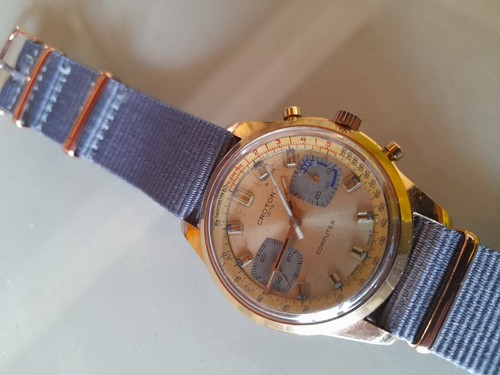 Croton 1878 Computer Chronograph 1970s Manual Valjoux 7733 Mens Watch _2690 - Picture 4 of 12