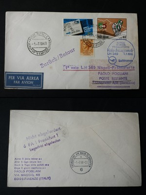 BEAUTIFUL SPECIAL FLIGHT ENVELOPE NAPLES - FRANKFURT