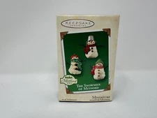 The Snowman Of Mitford`2003`Miniature-Snowman With Class-Set 3-Hallmark Ornament