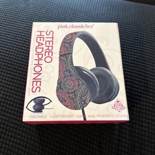 Pink Chandelier Stereo Headphones Foldable, Lightweight Powerful Sound  New   