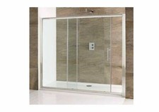 Volente 1800mm Single Slider Shower Door, Easy clean safety glass, Silver frame