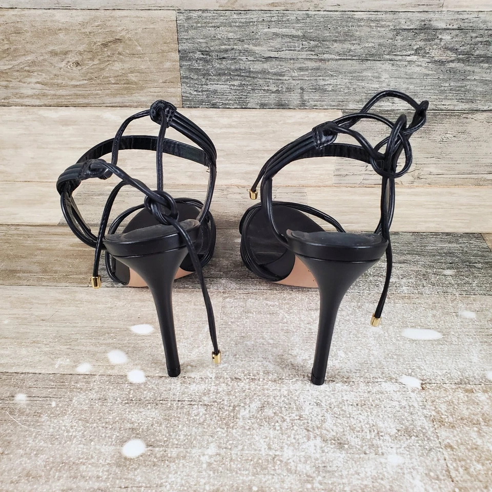 Sandálias femininas Schutz Brynn de tiras tamanho 8,5 pretas biqueira aberta salto alto - Imagem 3 de 4