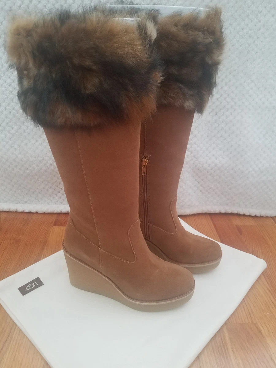 Wedge top sheepskin boots