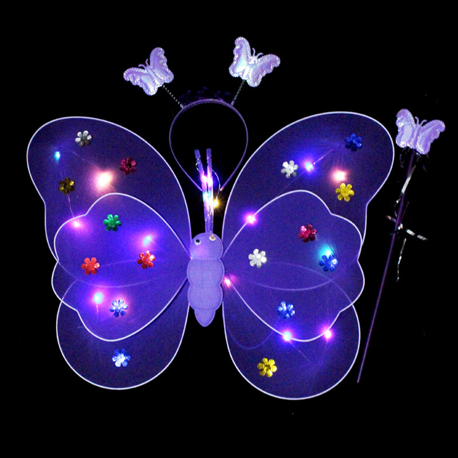 3pcs/set Butterflies Wing Fairy Wand Dress-up Children Show Luminous ...