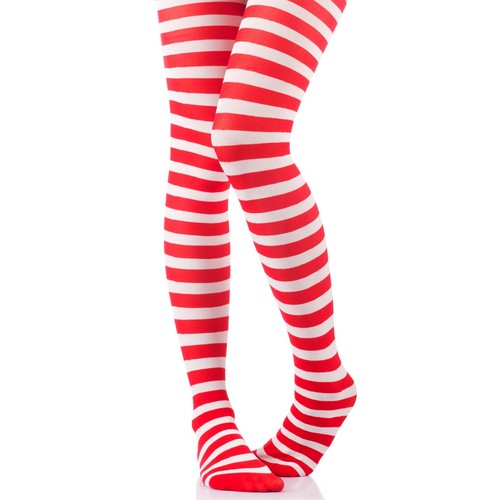 ADULTS LADIES WOMENS CHRISTMAS TIGHTS ELF AND SANTA FANCY DRESS COSTUME ACCESSOR - Picture 2 of 8