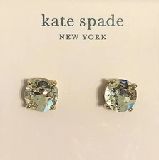 NEW KATE SPADE NEW YORK ROUND CRYSTAL CLEAR GOLD-TONE STUD EARRINGS MSRP $48.00 