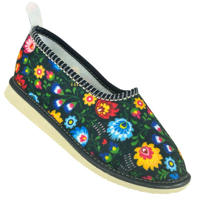 Filzpantoffeln mit Absatz, Łowickie Damenpantoffeln, Highlander-Schuhe, Größe 39