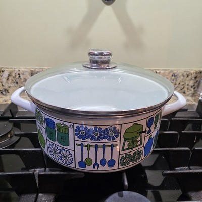 Retro Enamel Vintage GHC 10  Pot Pan MCM Danish Kitchen Design