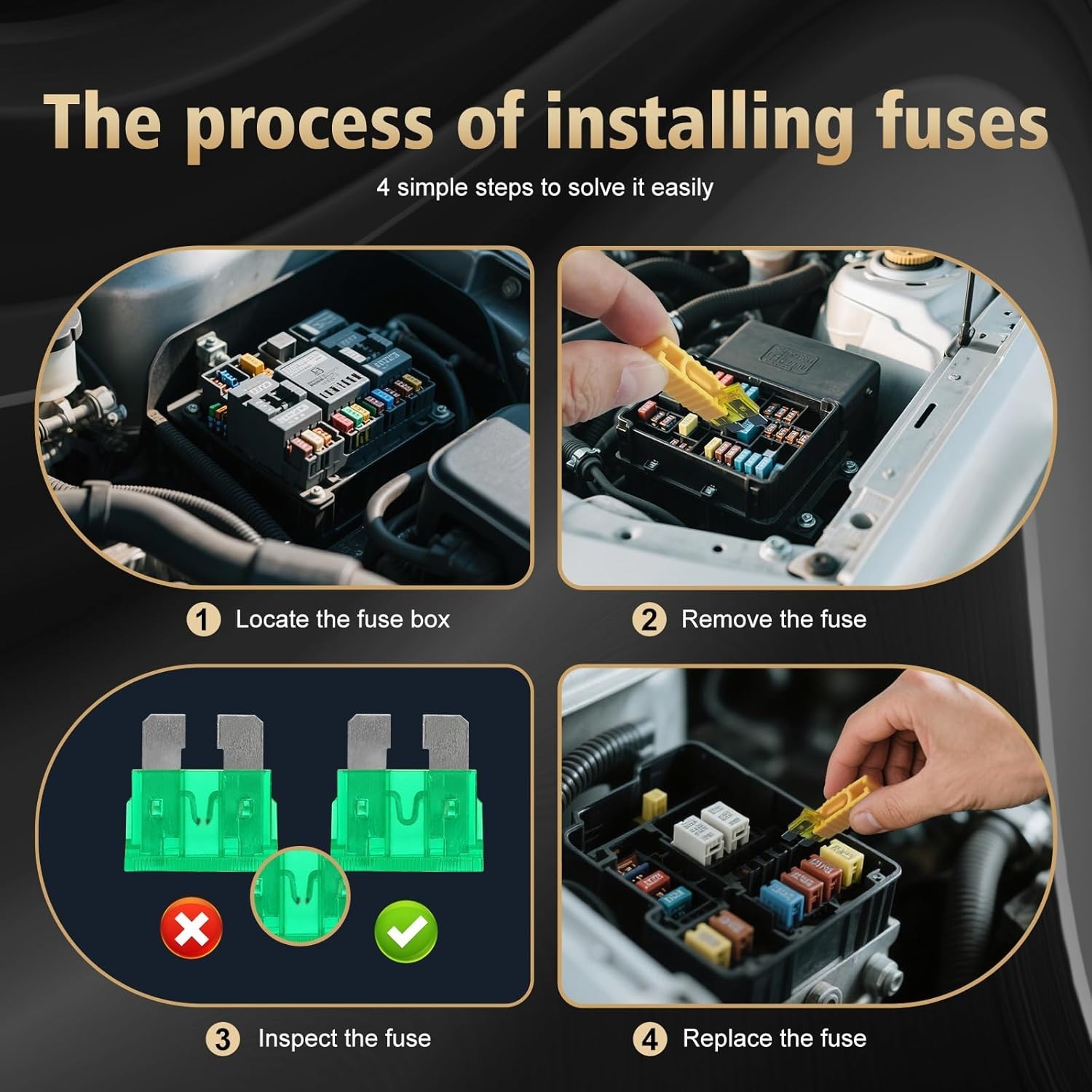 Automotive Fuse Kit - 1200pcs Assorted Fuses with Puller