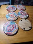 Coasters Set Of 6 Round Geometric Design  Wood Coasters — photo 4