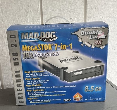 Mad Dog Multimedia MegaSTOR 7-in-1 Dbl Layer 16X DVD +/- R +/- RW Ext USB Burner