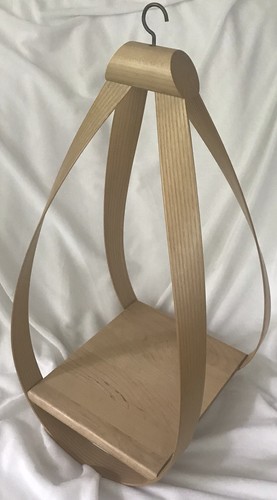 Vintage MCM Bentwood Teardrop Hanging Wood Plant Planter Stand Shelf