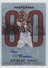 2017 Panini Preferred Rookie Prominent Scripts Red 129/199 Josh Malone Auto 9x7