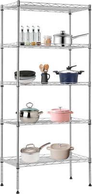 5-Tier Chrome Wire Shelves - Heavy-Duty, Adjustable, No-Tool Assembly