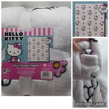 Hello Kitty Silk Touch Throw Blanket 60 x 70 Large Soft Sanrio Pink Flowers