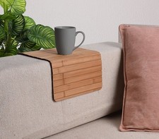 Armlehnentablett Armlehnenablage Couchtablett 44x24cm Schwarz / Braun Sofa