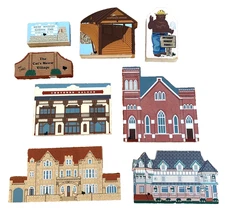 Lot of 8 The Cats Meow Cheyenne Saloon Smokey Bertha & Ball Mansion Cornerstone