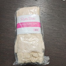 Ruffle Butts Girls Oatmeal Ribbed Footless Ruffle Tights Size 6-8