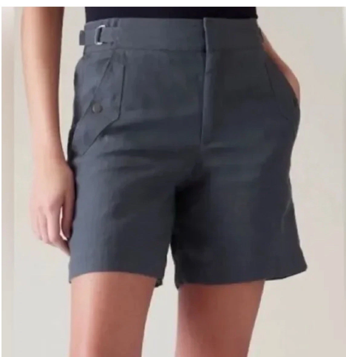 Athleta NWT Voyager Linen Shorts 10 BLUE